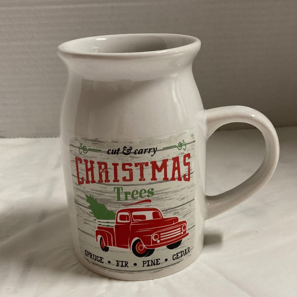 Dat’l Do It Festive Christmas Mug Cup Red Truck with Christmas Tree in Back 14oz